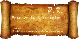 Petrovszky Krisztofer névjegykártya